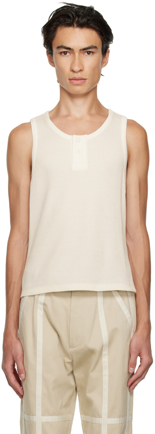 Kijun: SSENSE Exclusive White Henry Neck Tank Top | SSENSE