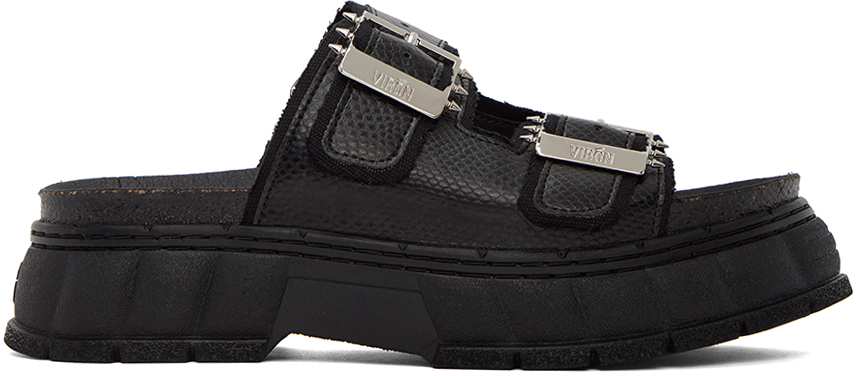 Black 2018 Appleskin Faux-Leather Sandals
