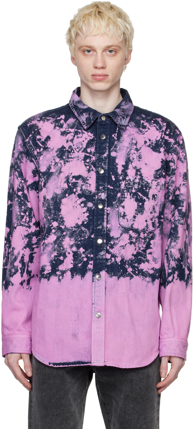 Shop Darkpark Blue & Pink Victor Denim Jacket In Blue & Pink Bp