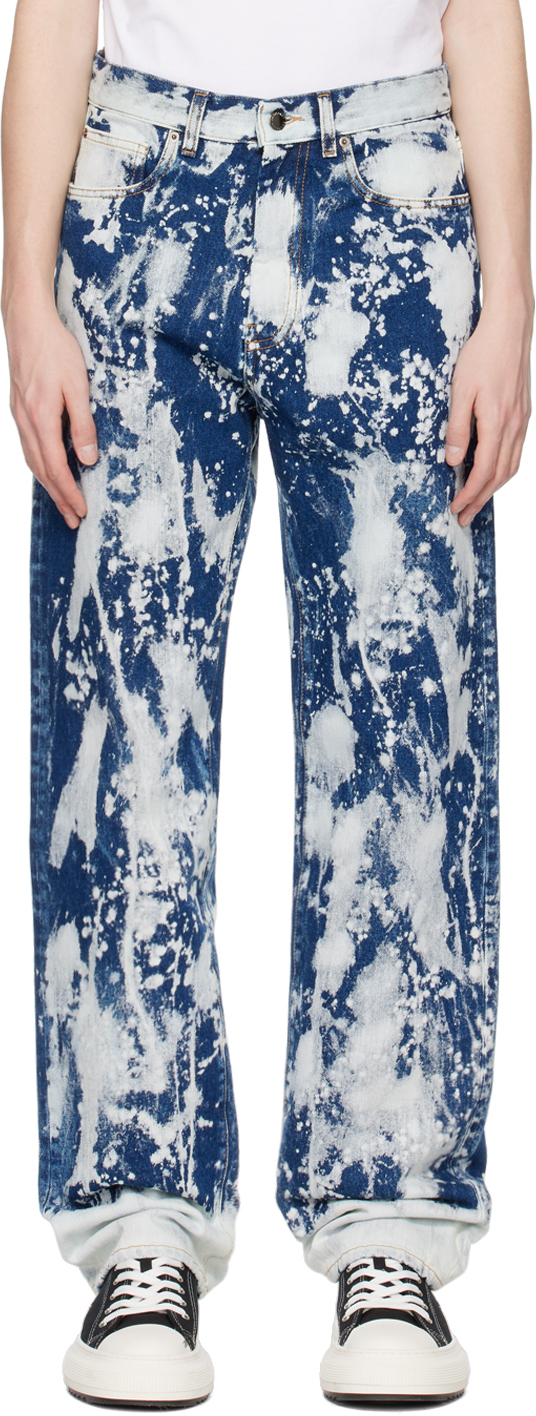 Shop Darkpark Blue Christopher Jeans In Blue & White Bw