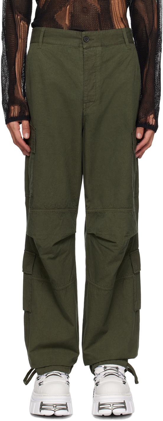 Darkpark Khaki Saint Cargo Trousers In Army Green Argr
