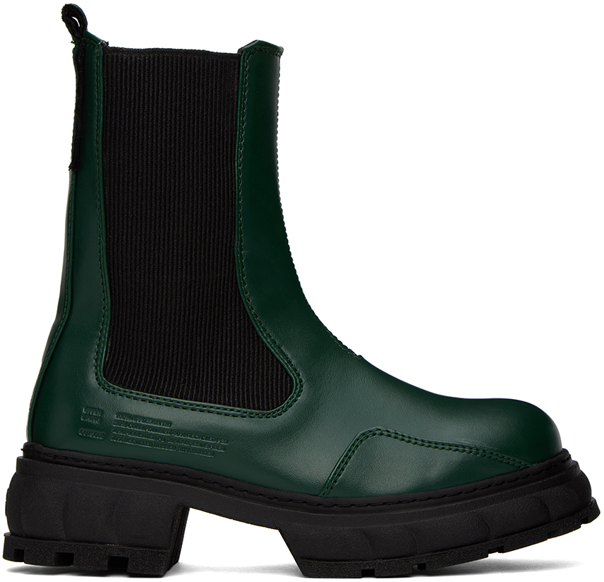 SSENSE UK Exclusive Green Paradigm Chelsea Boots by Virón on Sale