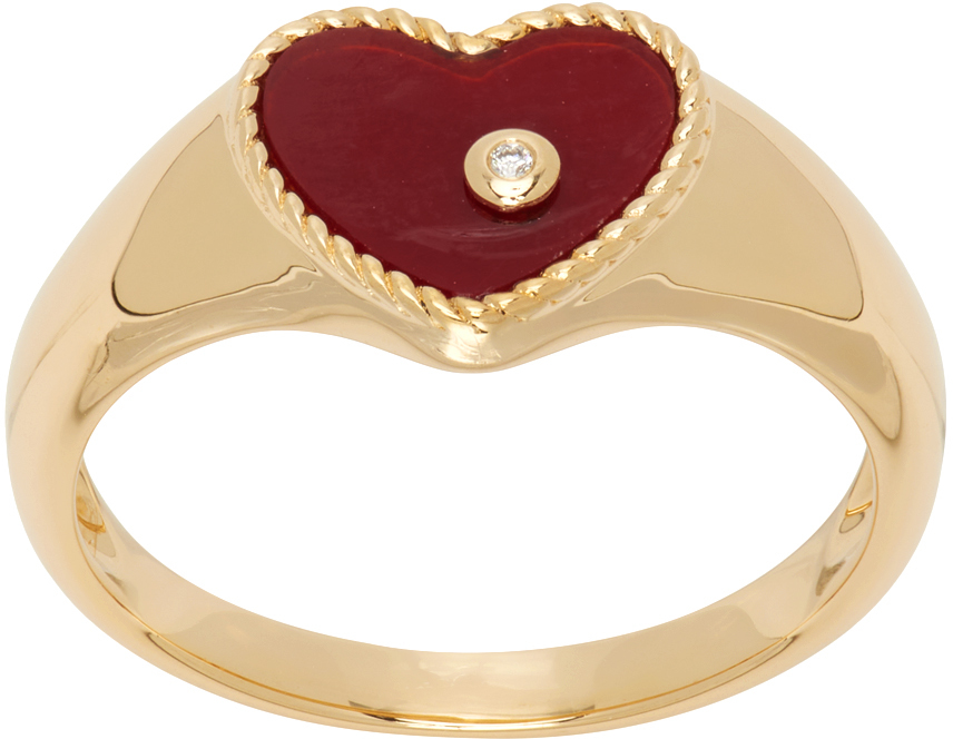 Yvonne Léon Gold & Red Baby Chevaliere Caur Ring