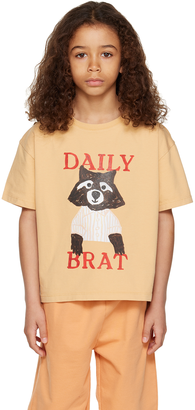 Daily Brat Kids Tan Smizing Racoon T-shirt In Shirt Sand