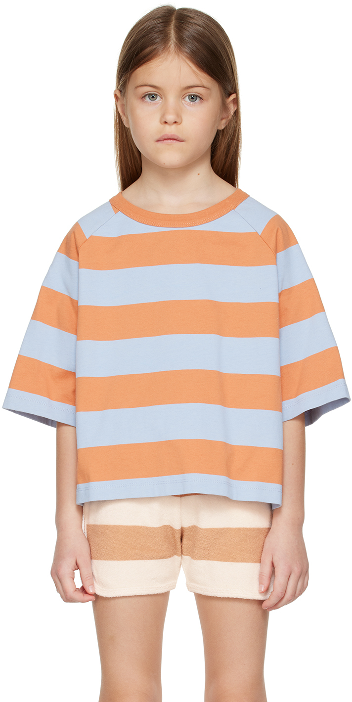 Daily Brat Kids Blue & Orange Oversized T-shirt In Serenity Blue