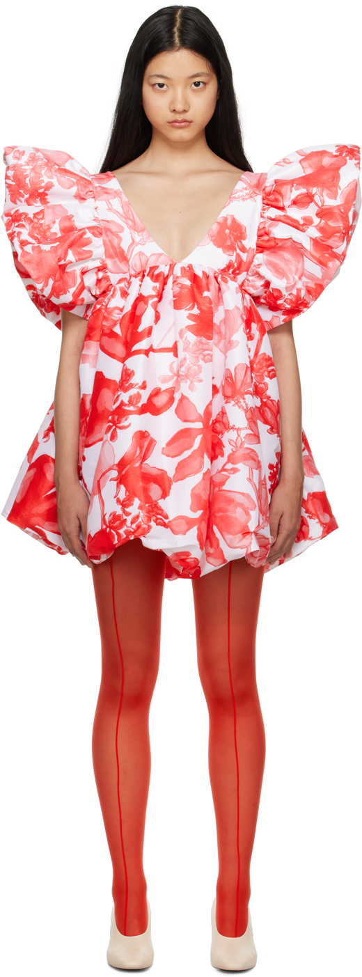 Kika Vargas Red & White Adri Minidress In Red Azalea