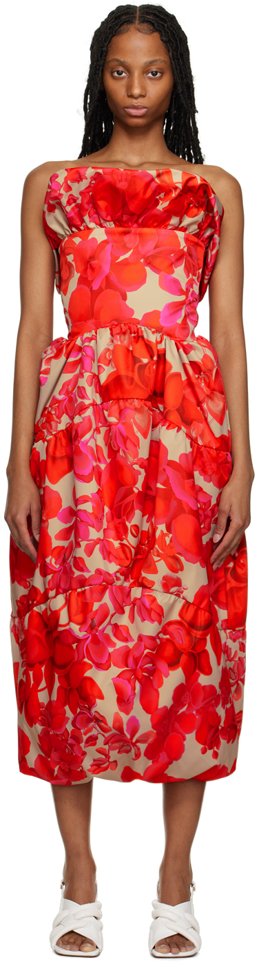 Kika Vargas Ssense Exclusive Red Laila Midi Dress In Red Orchid