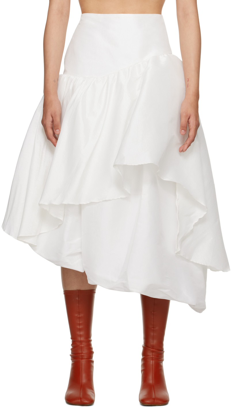 Kika Vargas White Abella Midi Skirt