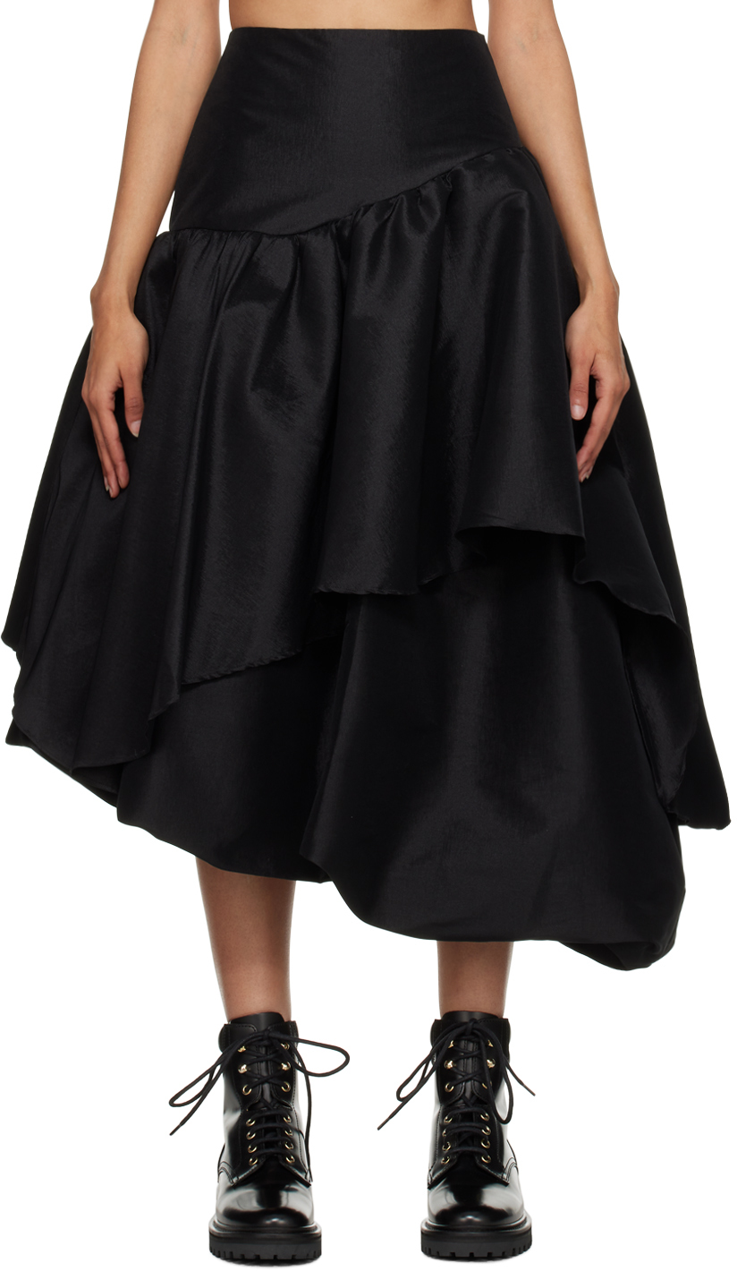 Kika Vargas: Black Abella Midi Skirt | SSENSE