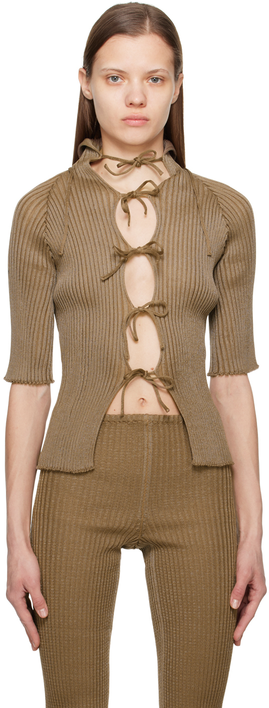 Tan Emma Cardigan by A. ROEGE HOVE on Sale