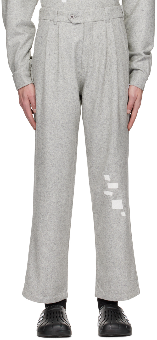 Shop Saintwoods Gray Patch Trousers In Grey