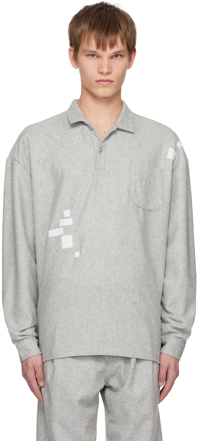 Shop Saintwoods Gray Patches Polo In Grey
