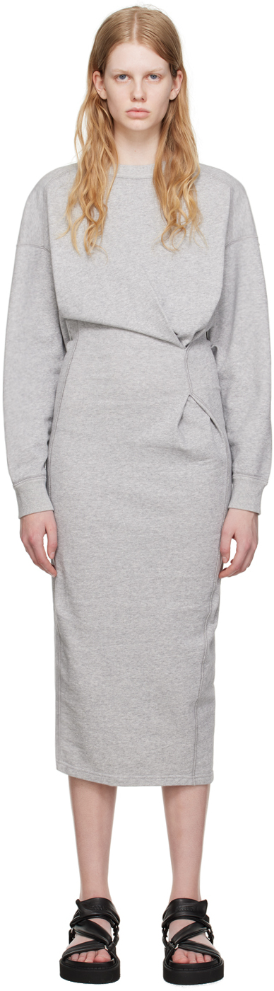 Shop Isabel Marant Étoile Gray Meg Midi Dress In 02gy Grey