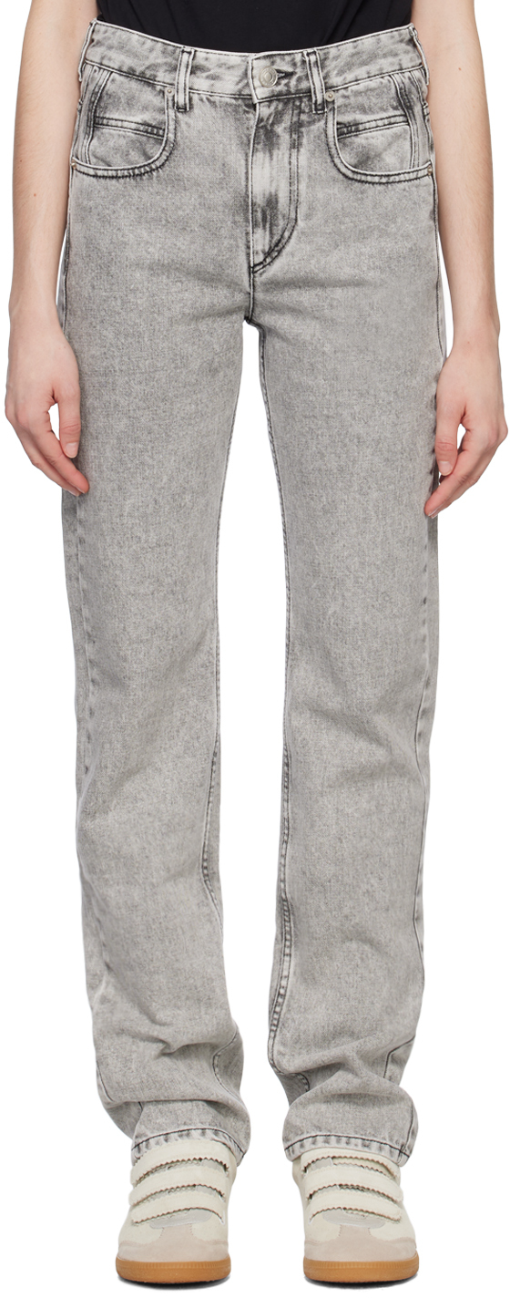 Isabel Marant Étoile Gray Vendelia Jeans In 02ly Light Grey