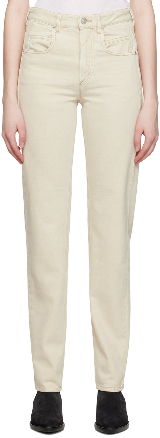 Shop Isabel Marant Étoile Off-white Vendelia Jeans In 23ec Ecru