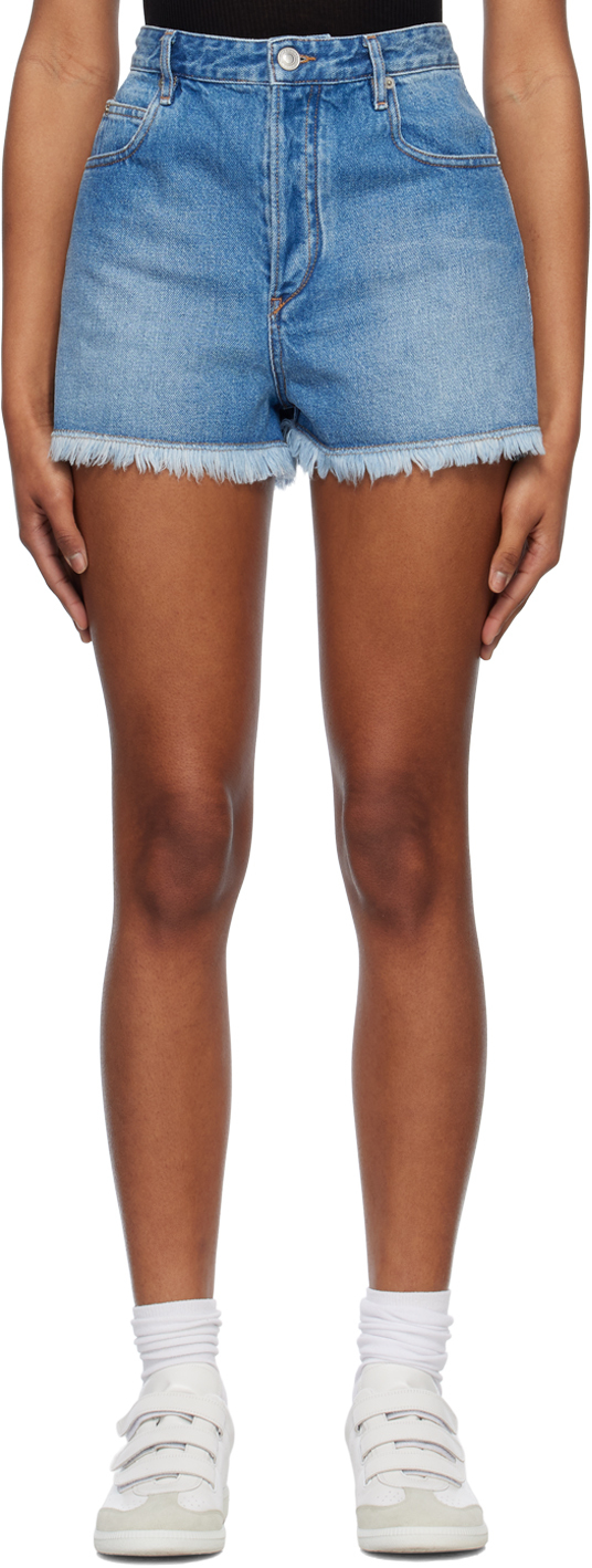 【関税&送料込】Marant Etoile Shorts Lesia Lesia embroidered denim shorts in grey - Marant Etoile