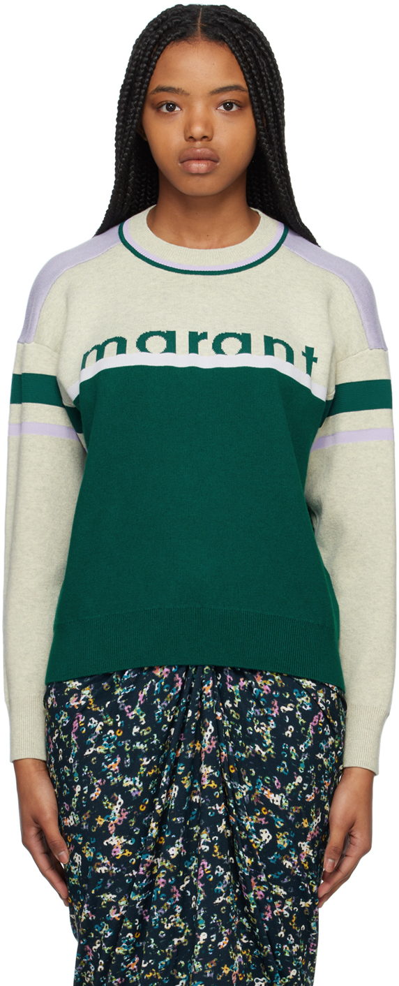 Shop Isabel Marant Étoile Green & Beige Carry Sweatshirt In 60ed Emerald