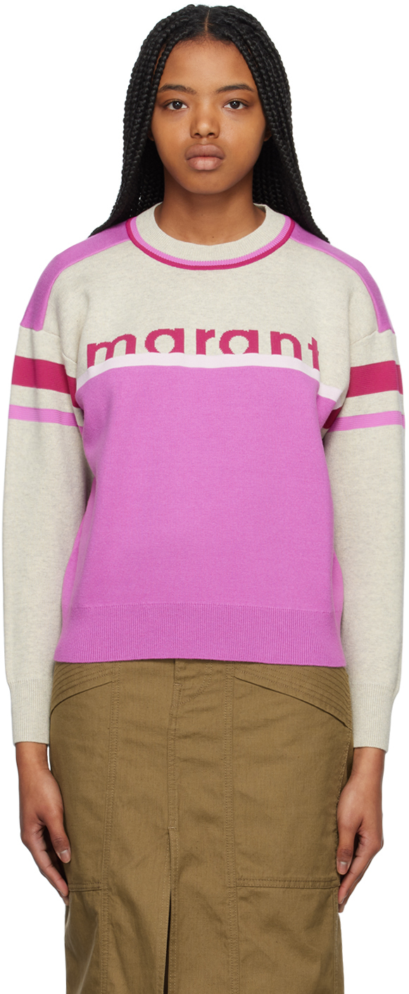 Isabel Marant Étoile Carry Striped Jacquard-knit Sweatshirt In Pink