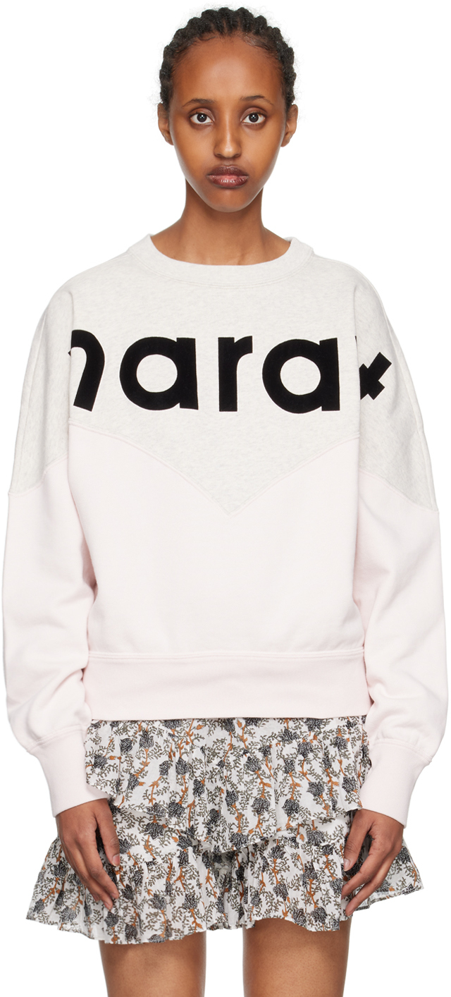 Isabel Marant Etoile: Gray & Pink Houston Sweatshirt | SSENSE
