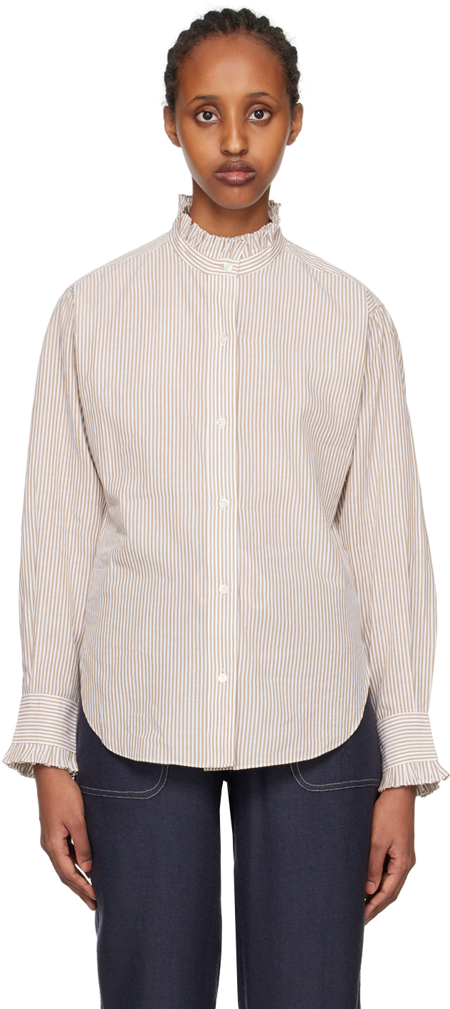 Isabel Marant Etoile: White & Tan Saoli Shirt | SSENSE