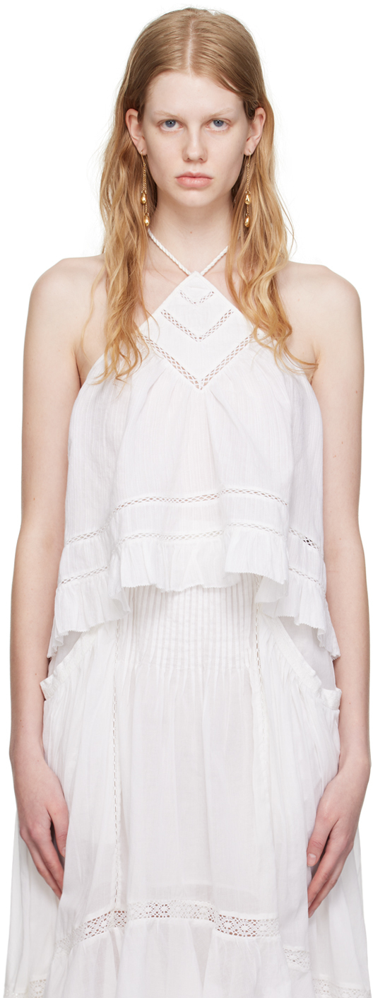 Shop Isabel Marant Étoile White Lisio Tank Top In 20wh White