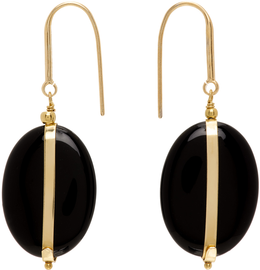 Shop Isabel Marant Gold & Black Drop Earrings In 01bk Black