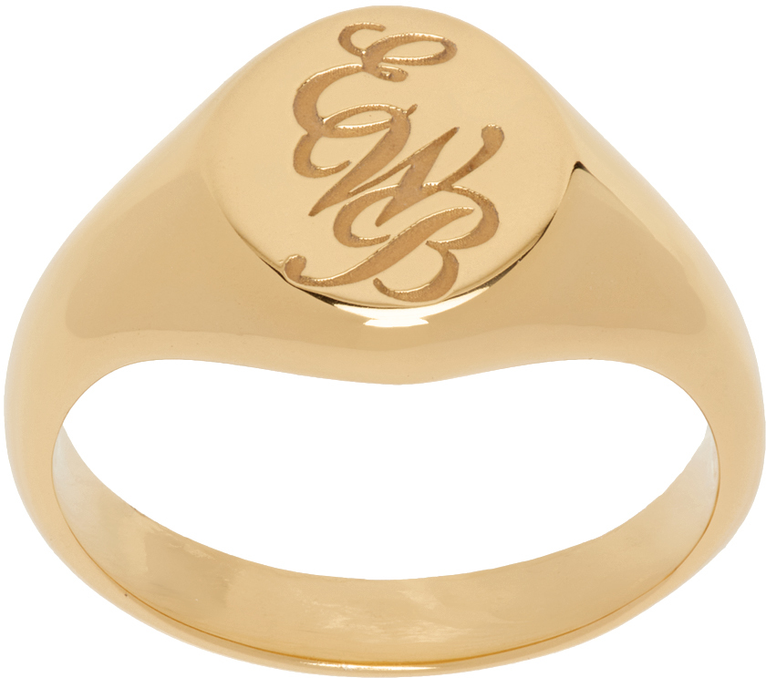 Ernest W Baker Gold 'ewb' Ring In Gold Plated Silver