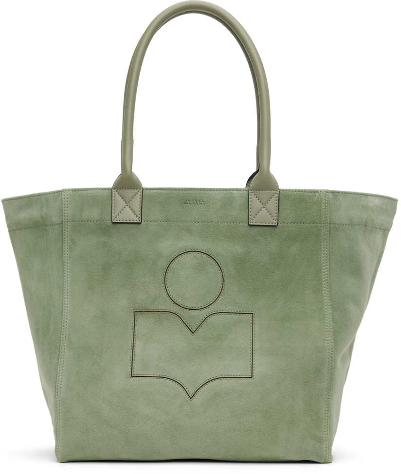 Shop Isabel Marant Green Small Yenky Tote In Algr Almondgreen