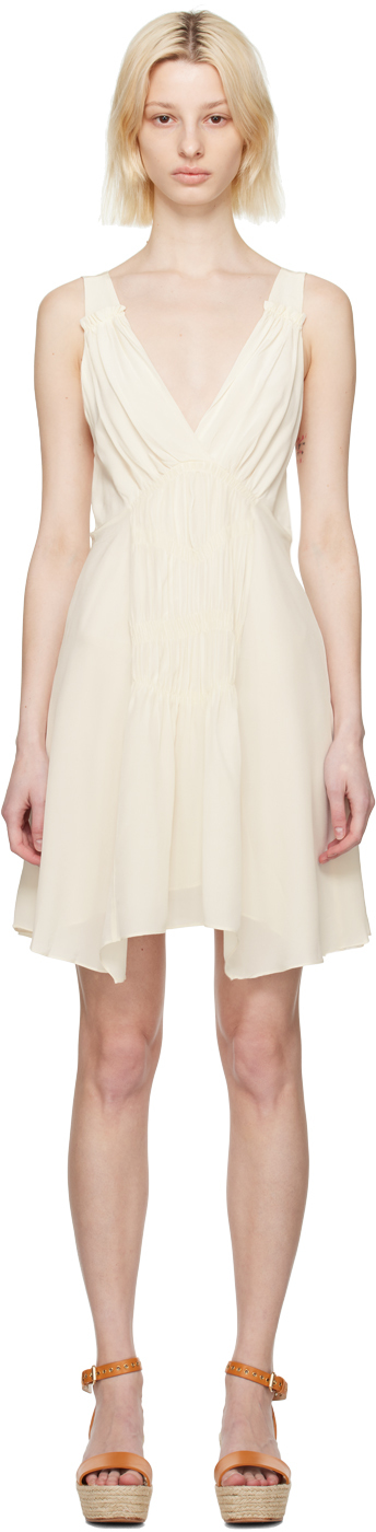 Shop Isabel Marant Off-white Nalatia Minidress In 23ec Ecru