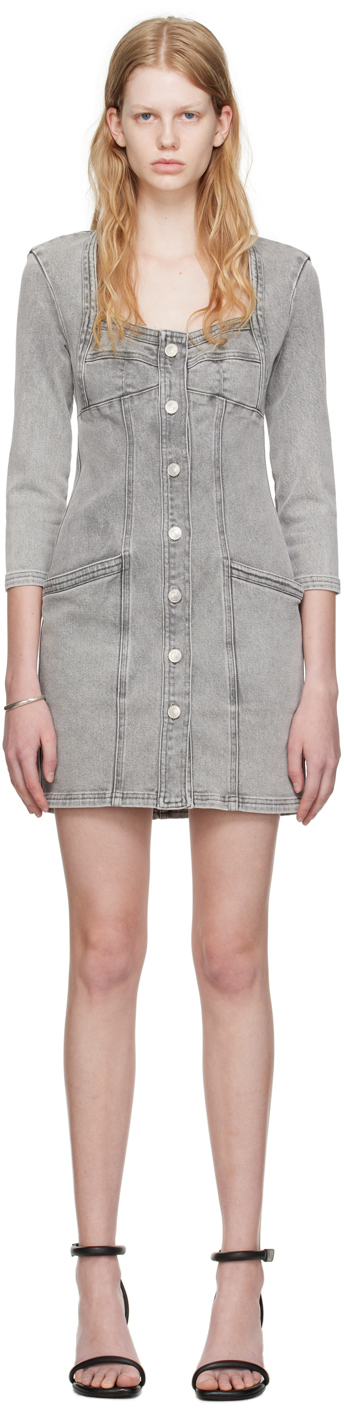 Shop Isabel Marant Gray Vona Minidress In 02ly Light Grey