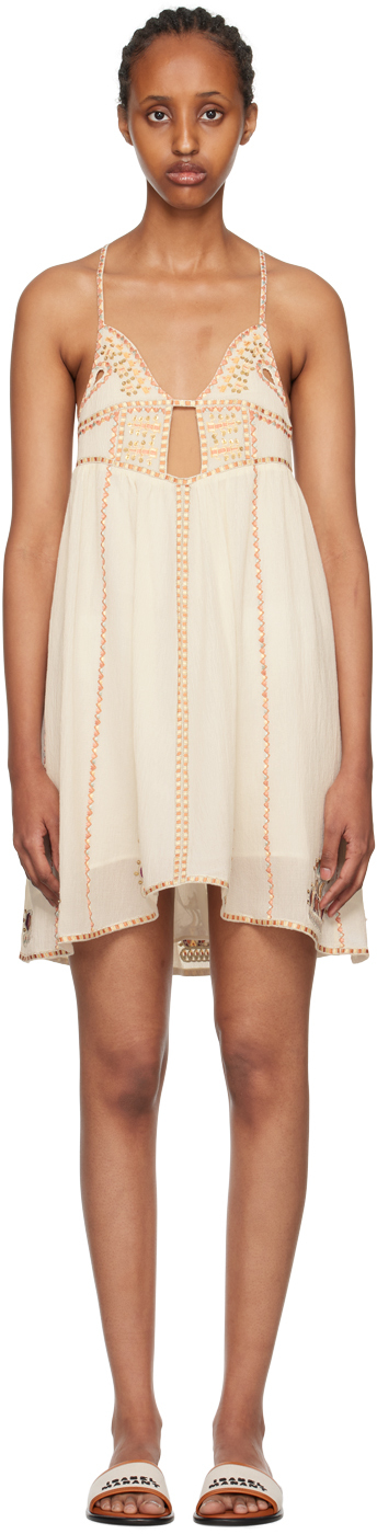 Shop Isabel Marant Off-white Bretty Minidress In 23ec Ecru
