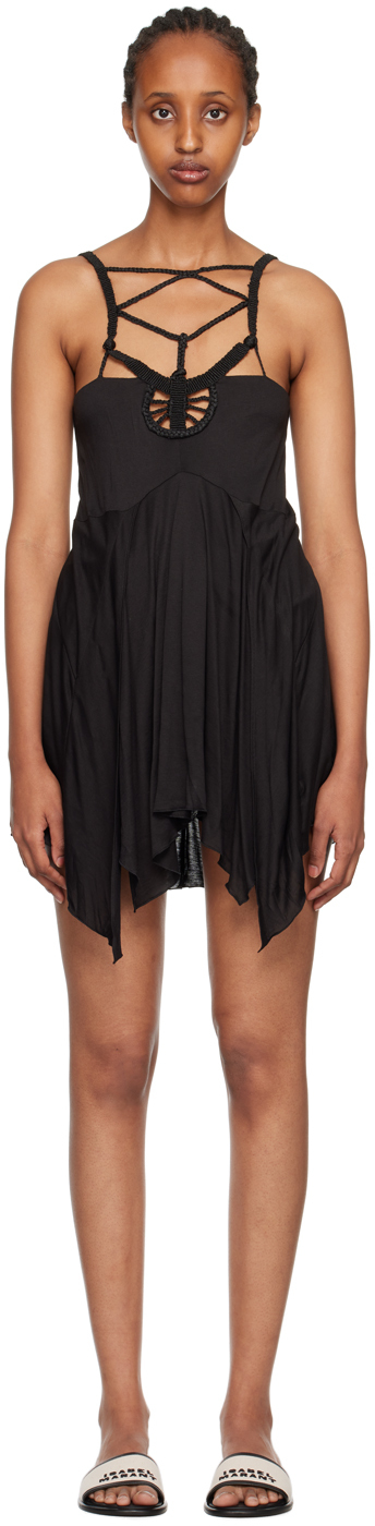 【関税込み】Isabel Marant ブラック Diana ミニドレス Diana macramé jersey minidress in black - Isabel Marant