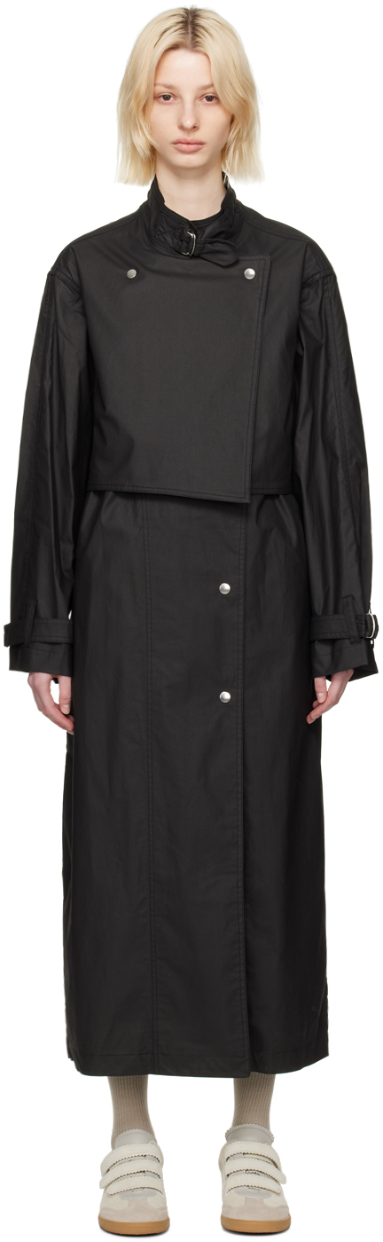 Isabel Marant Black Garali Trench Coat In 01bk Black