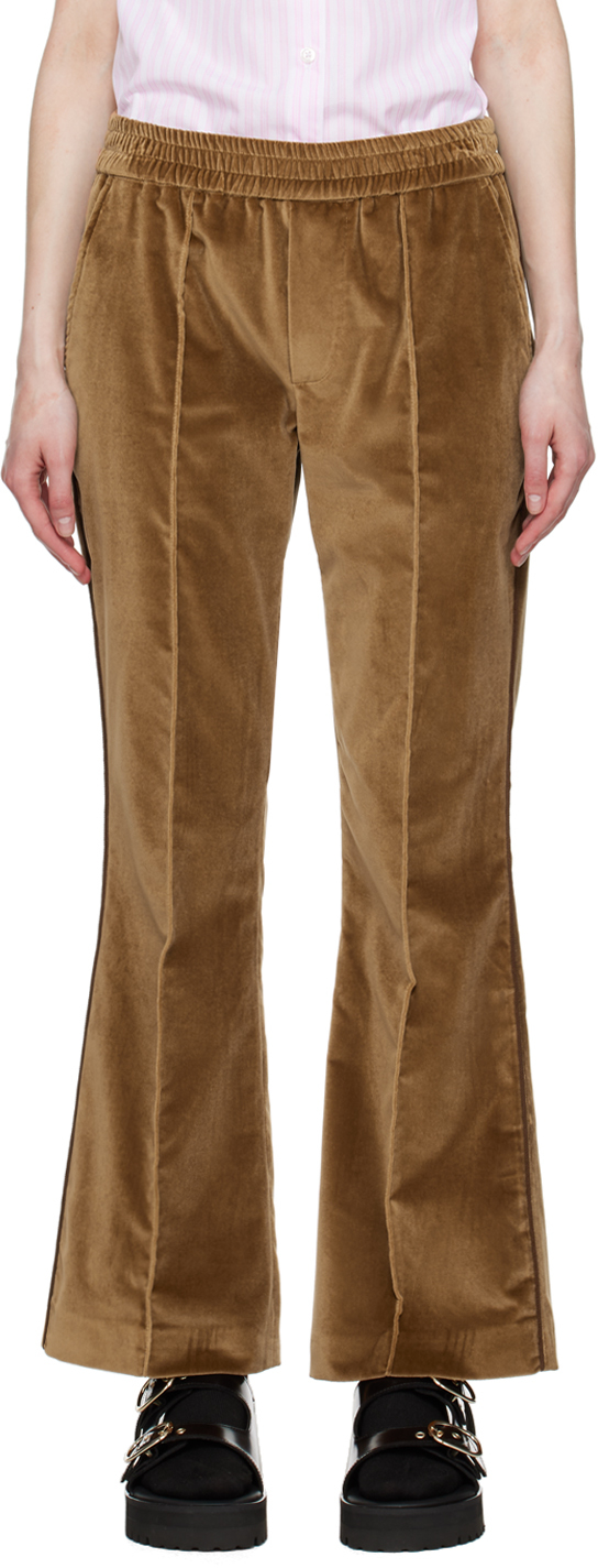 Tan Flare Trousers In Camel