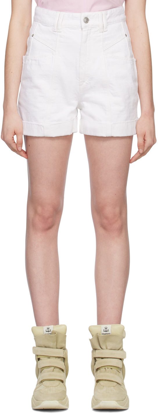 Shop Isabel Marant White Vetanio Denim Shorts In 20wh White