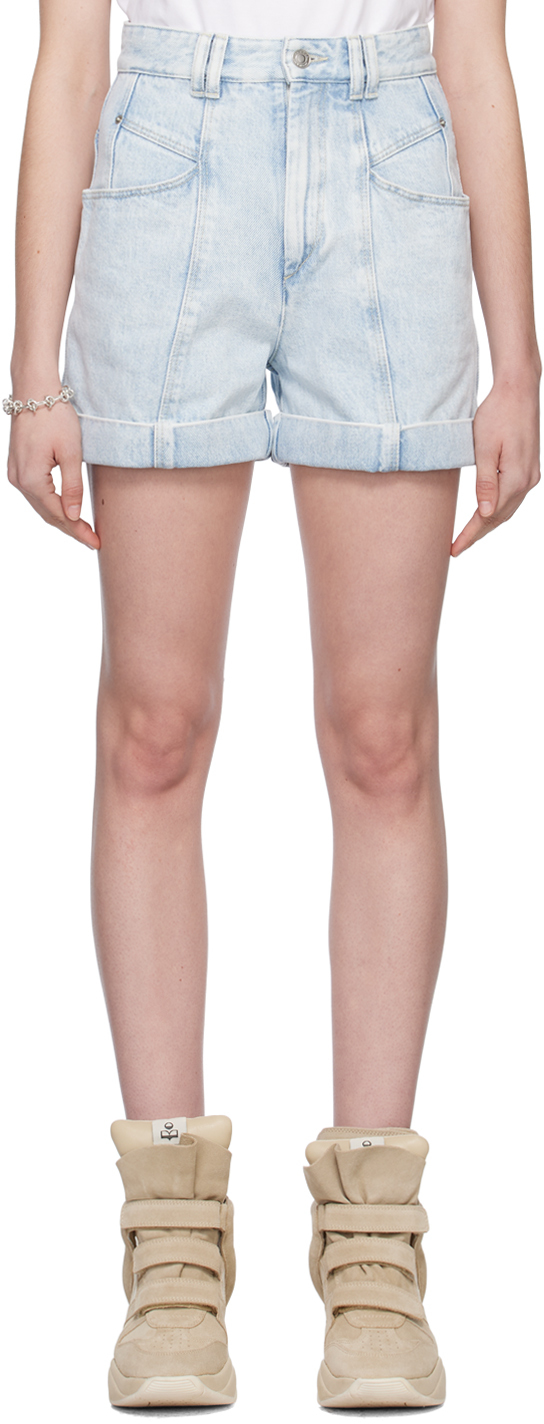 Shop Isabel Marant Blue Vetanio Denim Shorts In 30lu Light Blue
