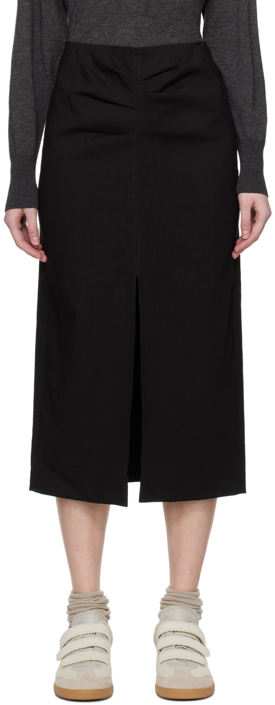 Shop Isabel Marant Black Feciae Midi Skirt In 01bk Black