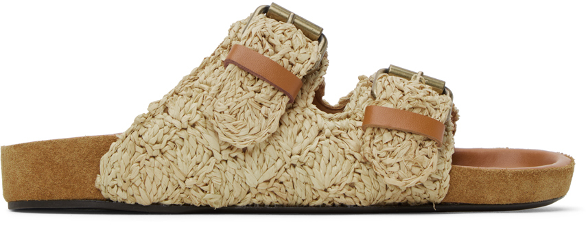 Isabel Marant Lennyo Raffia And Leather Sandals In 23nl Natural