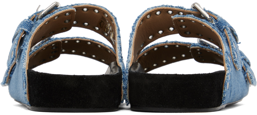 Isabel Marant Lennyo Denim Dual-buckle Sandals In 30lu Light Blue