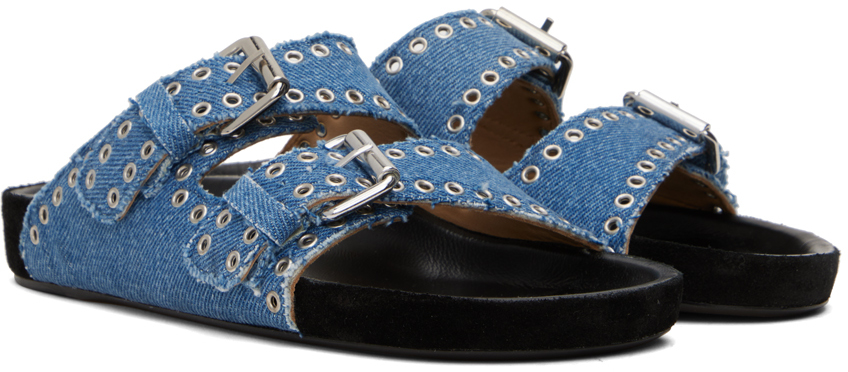 Isabel Marant Lennyo Denim Dual-buckle Sandals In 30lu Light Blue
