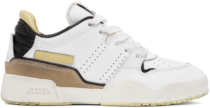 Isabel Marant Emree Sneakers In White Leather In Black,yellow