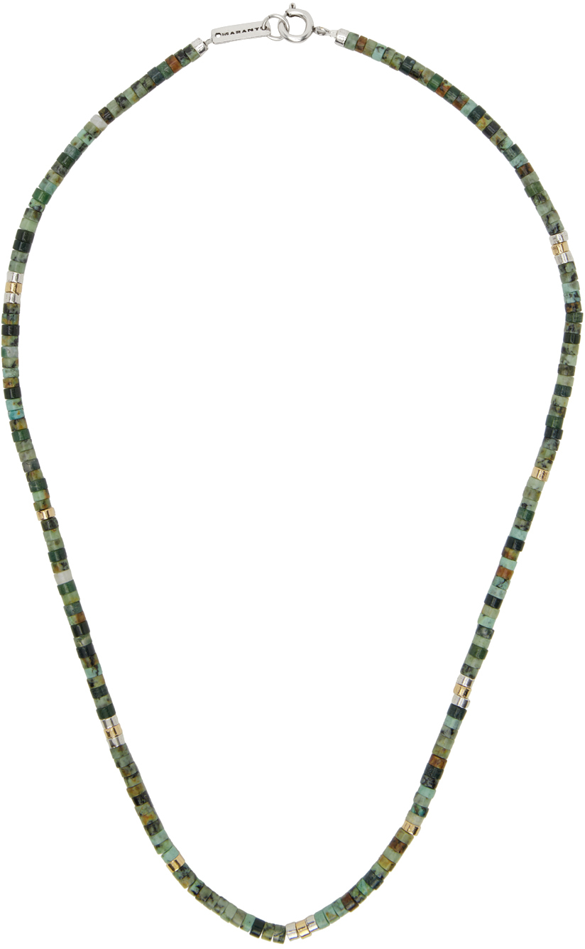 Isabel Marant Green & Blue Beaded Necklace In Green/silver