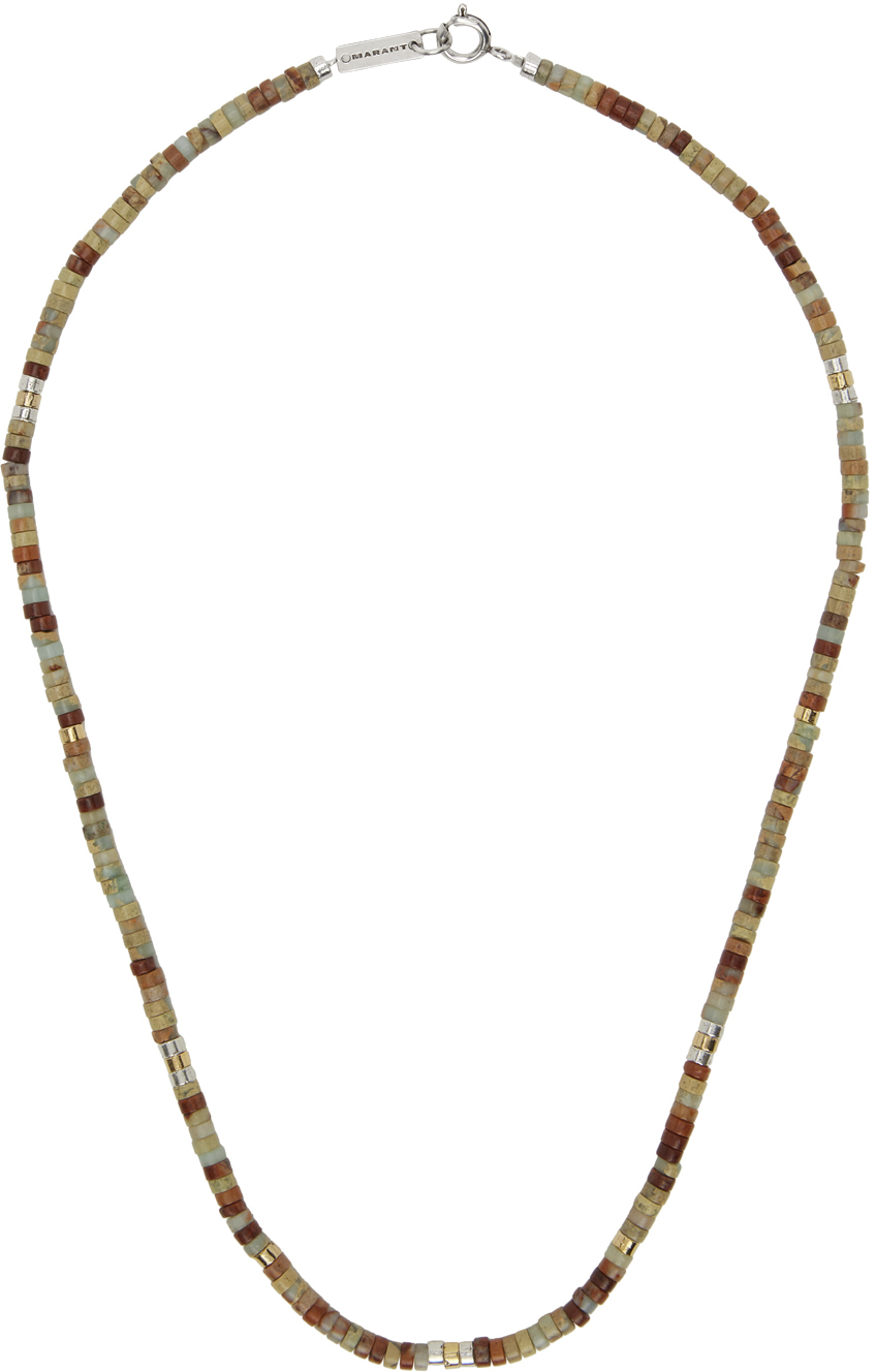 Isabel Marant Multicolor Beaded Necklace In Pastel Green / Silve