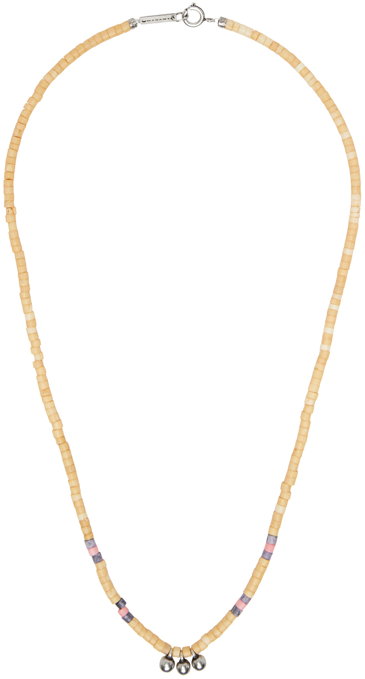 Isabel Marant Brown Beaded Necklace In Natural/silver