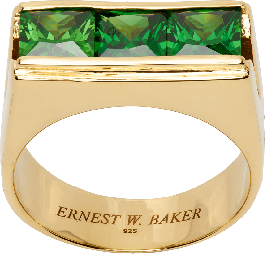Ernest W Baker Three-stone Ring In Green