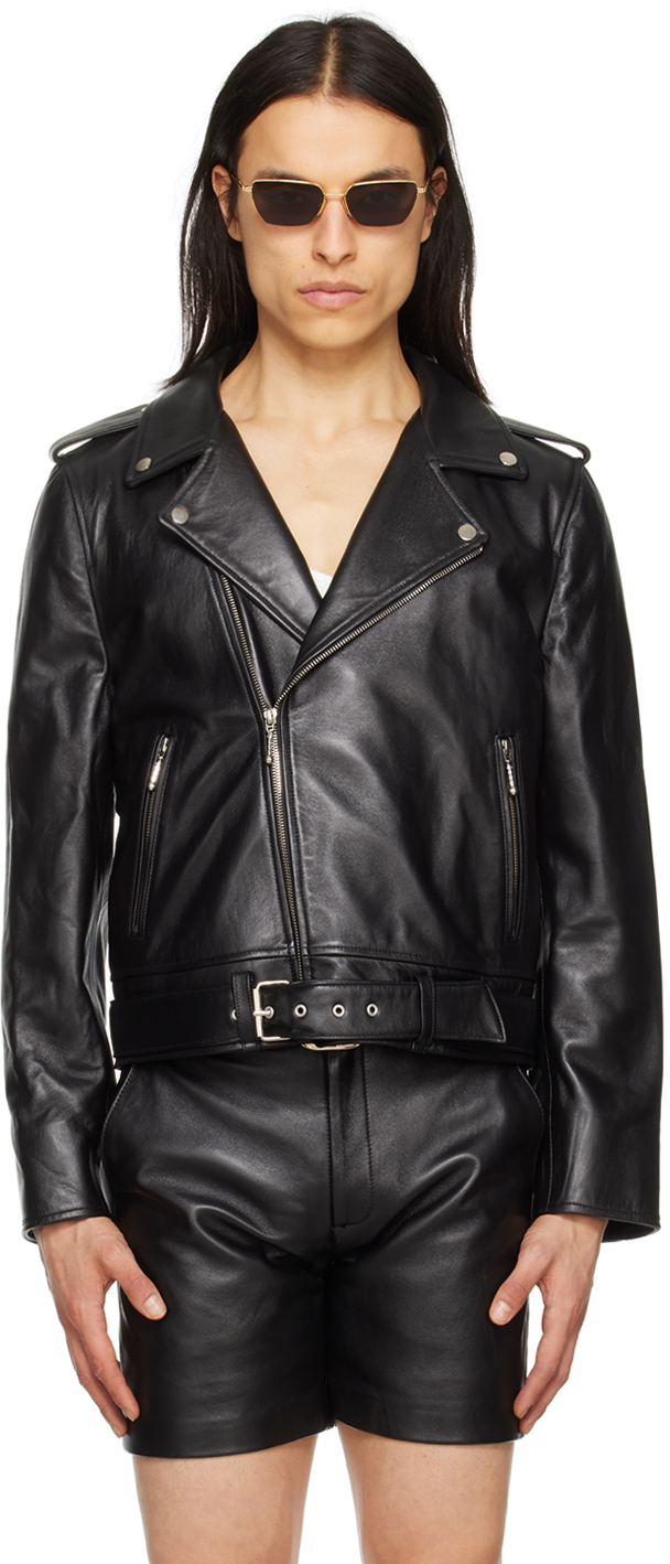 Ernest W. Baker: Black Perfecto Leather Jacket | SSENSE Canada