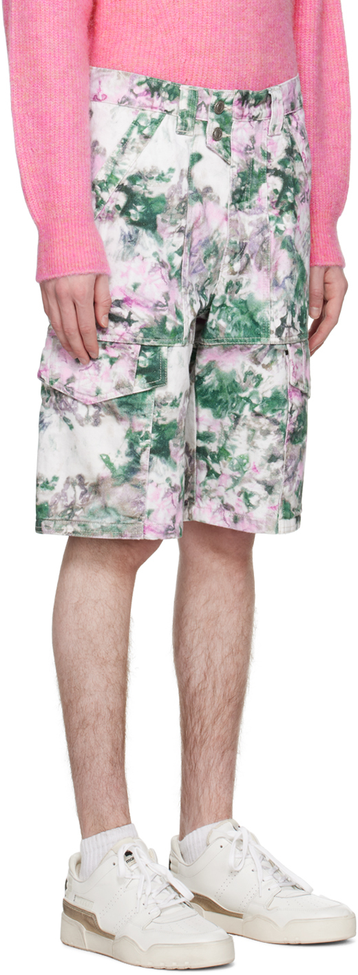 Isabel Marant Multicolor Jemuel Denim Shorts In Grpk Green/pink