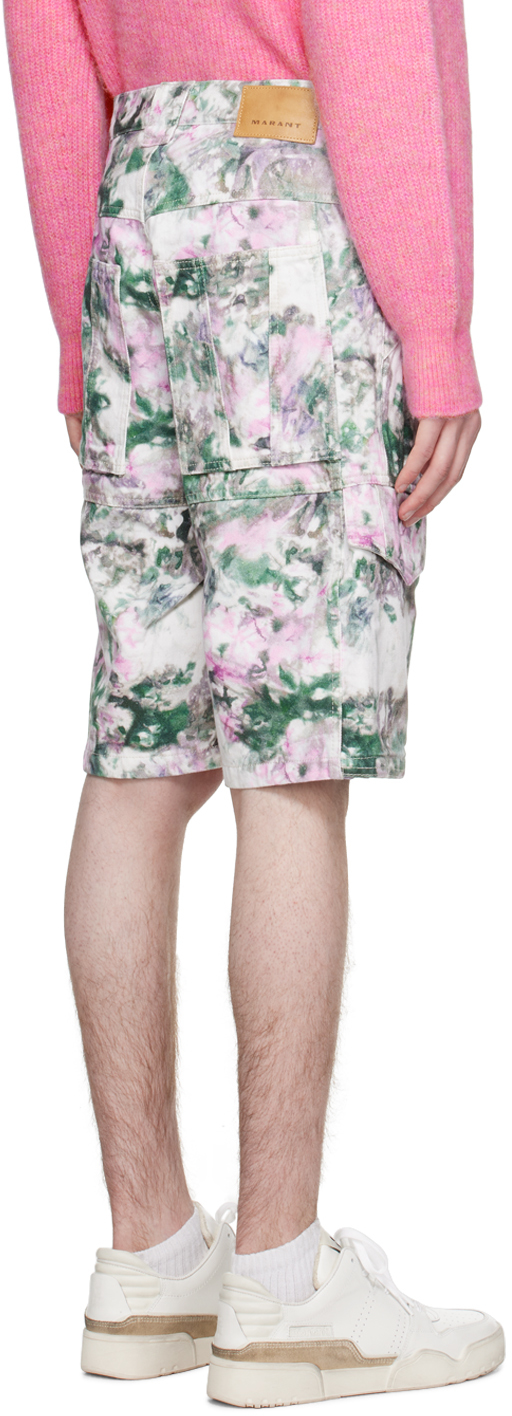 Isabel Marant Multicolor Jemuel Denim Shorts In Grpk Green/pink