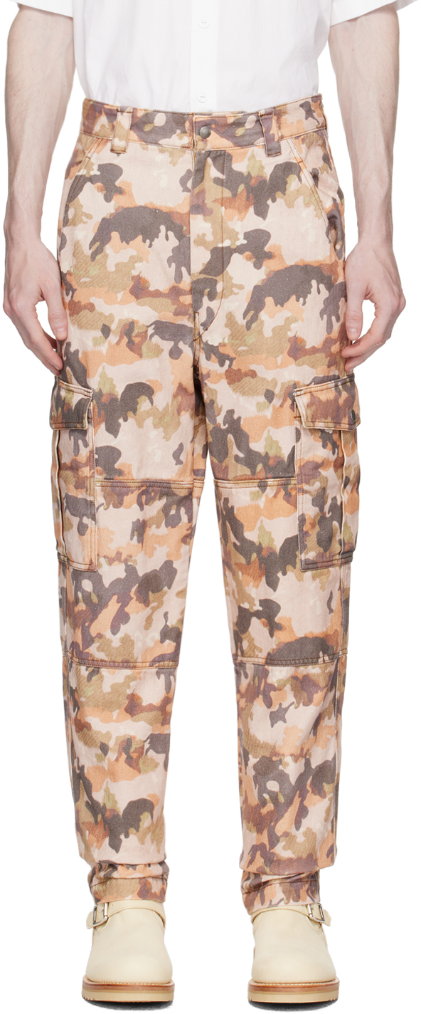 Shop Isabel Marant Multicolor Eusebio Cargo Pants In 50cm Camel