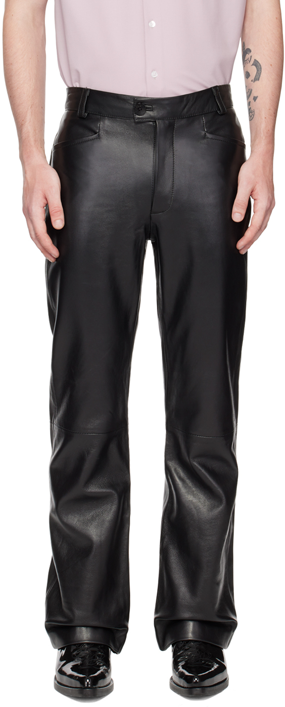 Ernest W. Baker: Black Flared Leather Trousers | SSENSE